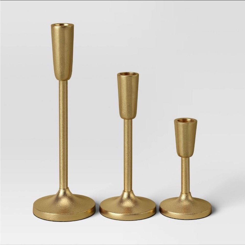 NWT Set of 3 Aluminum Taper Holders Gold‎ - Threshold